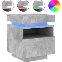vidaXL Mesita de noche con luces LED gris hormigón 40x39x48,5 cm Gris hormigón Hot