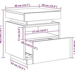 vidaXL Mesita de noche con luces LED gris hormigón 40x39x48,5 cm Gris hormigón Hot