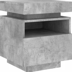 vidaXL Mesita de noche con luces LED gris hormigón 40x39x48,5 cm Gris hormigón Hot