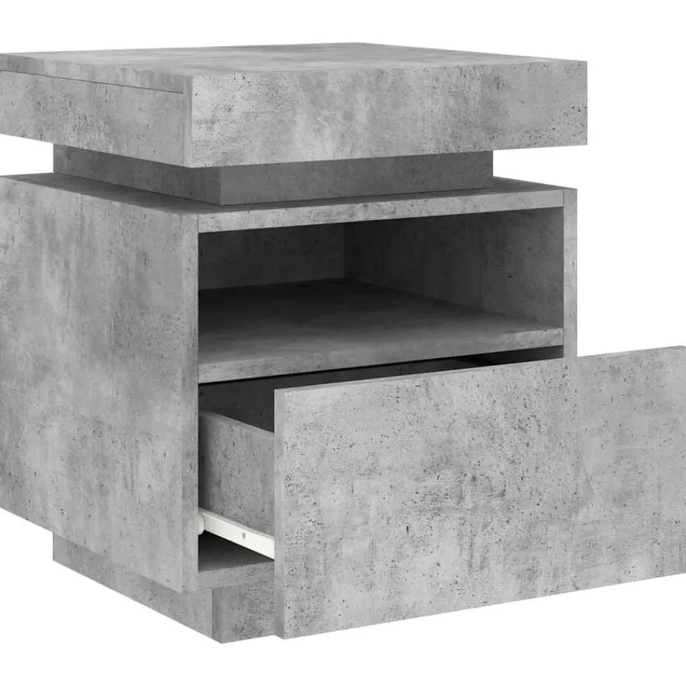 vidaXL Mesita de noche con luces LED gris hormigón 40x39x48,5 cm Gris hormigón Hot