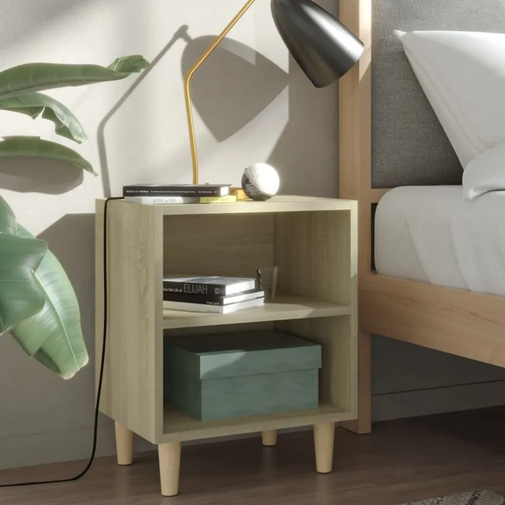 vidaXL Mesas-Mesita de noche con patas madera maciza 40x30x50cm