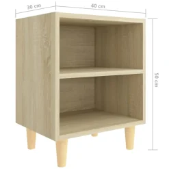 vidaXL Mesas-Mesita de noche con patas madera maciza 40x30x50cm