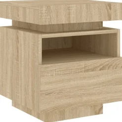 vidaXL Mesita de noche con luces LED 40x39x48,5 cm Roble Sonoma