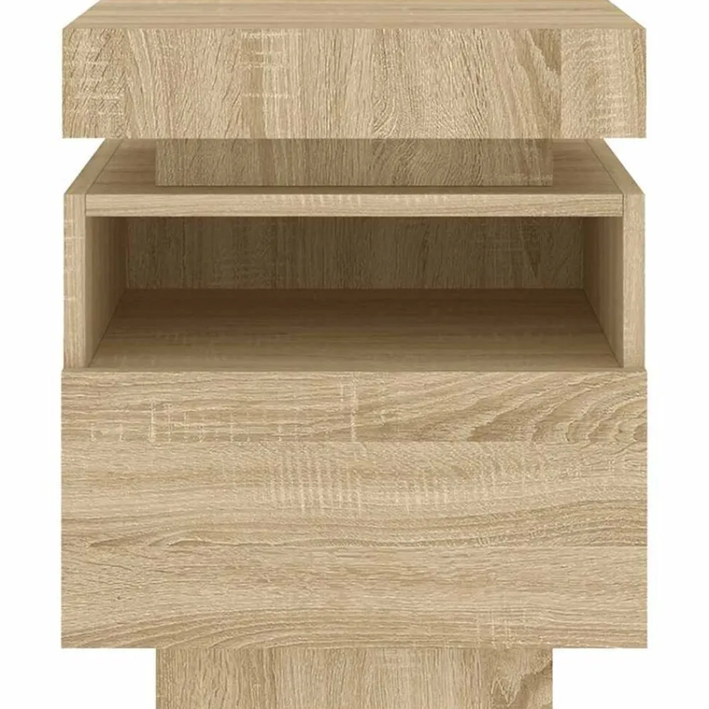 vidaXL Mesita de noche con luces LED 40x39x48,5 cm Roble Sonoma