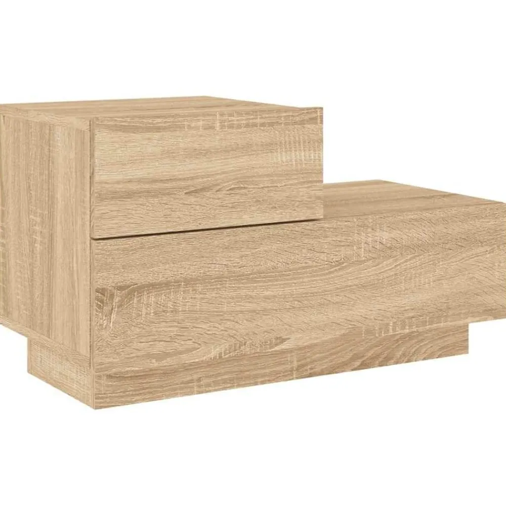 vidaXL Mesas-Mesita de noche con luces LED 70x36x40,5 cm