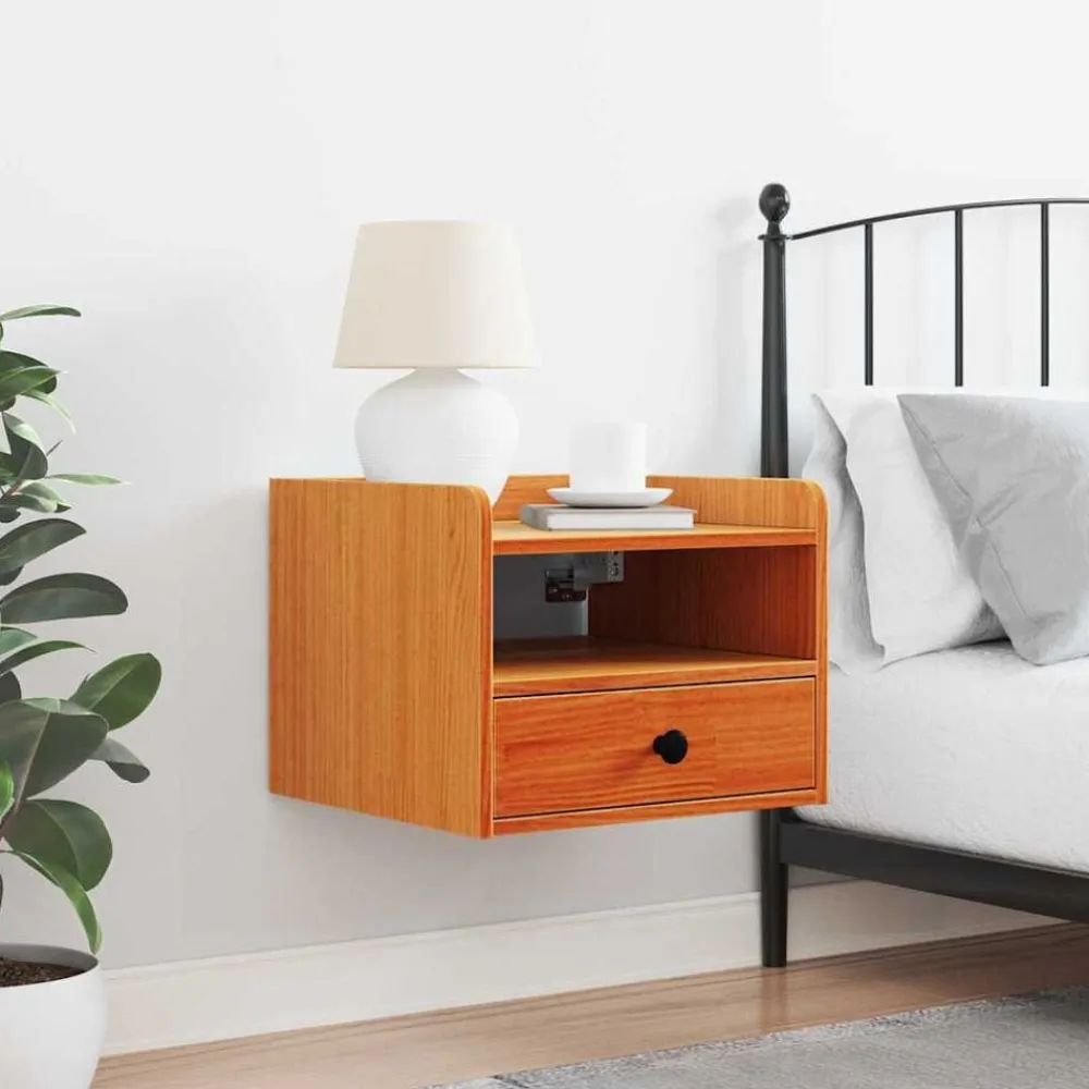 vidaXL Mesita de Noche con cajón Marrón cera 38 x 36 x 29,5 cm Marrón cera Sale