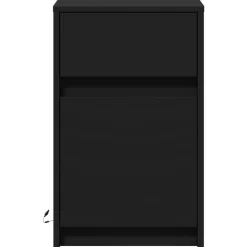 vidaXL Mesita de noche con luces LED madera de ingeniería negra Negro Hot