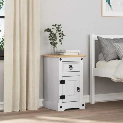 vidaXL Mesita de Noche Corona 35 x 32,5 x 58 cm Madera de pino macizo Online