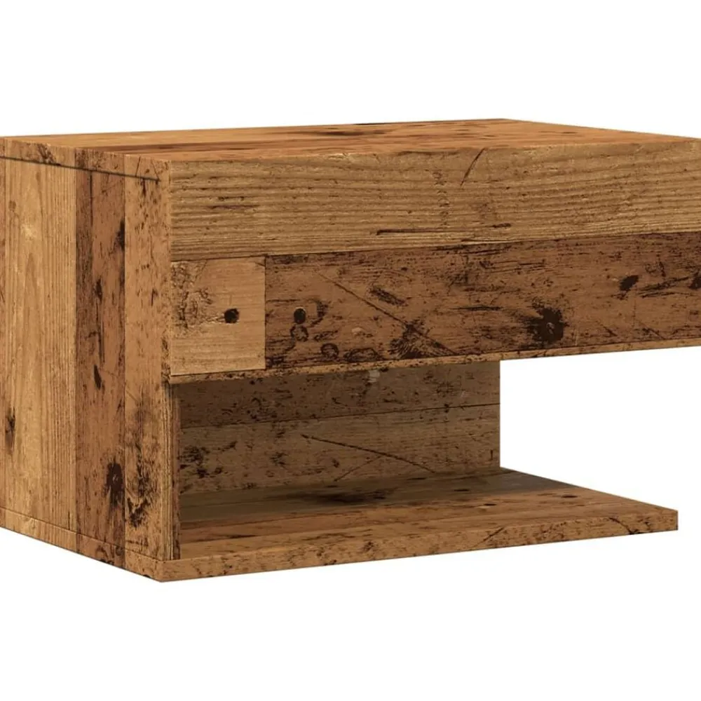 vidaXL Mesas-Mesita de noche de pared madera envejecida