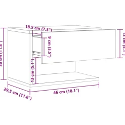 vidaXL Mesas-Mesita de noche de pared madera envejecida