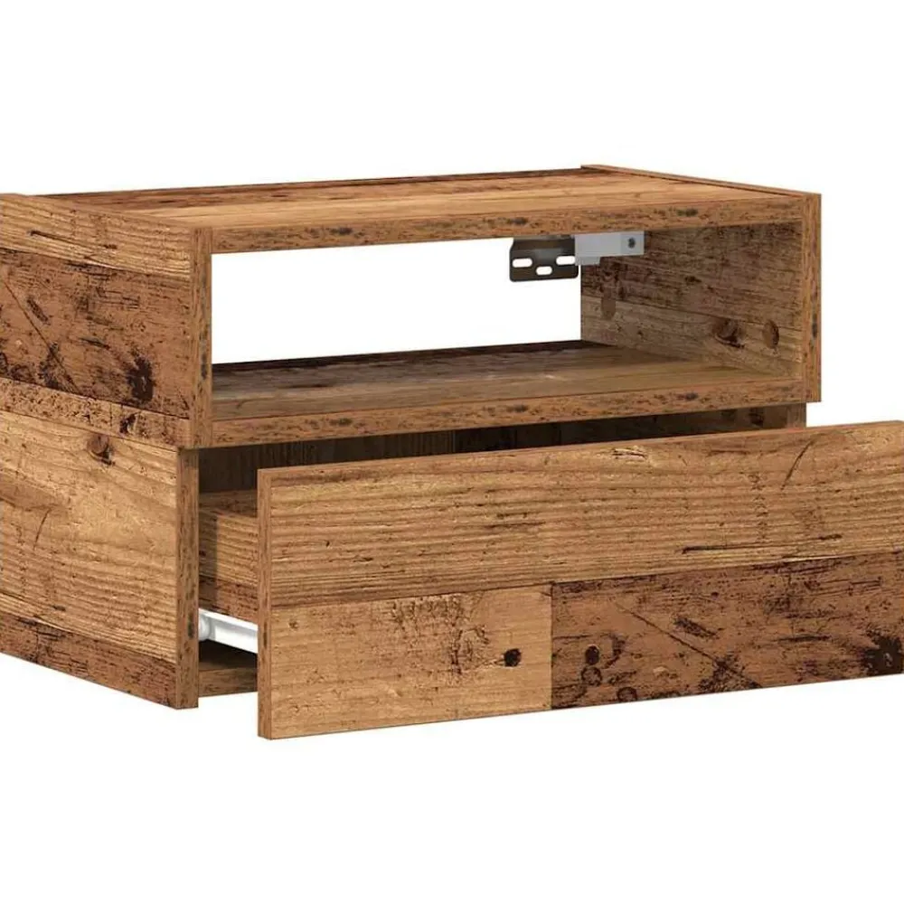 vidaXL Mesita de noche de pared madera vieja 45x26x28,5 cm Madera antigua Best