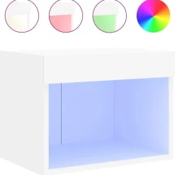 vidaXL Muebles Tv-Mesita de noche de pared con luces LED