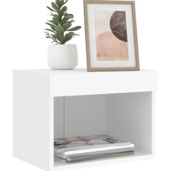 vidaXL Muebles Tv-Mesita de noche de pared con luces LED