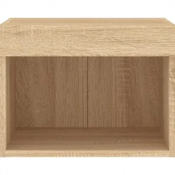 vidaXL Muebles Tv-Mesita de noche de pared con luces LED