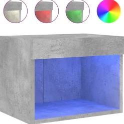 vidaXL Mesita de noche de pared con luces LED gris hormigón Gris hormigón Online