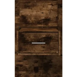 vidaXL Mesita de noche de pared con luces LED Roble ahumado Outlet