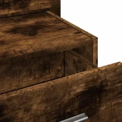 vidaXL Mesita de noche de pared con luces LED Roble ahumado Outlet