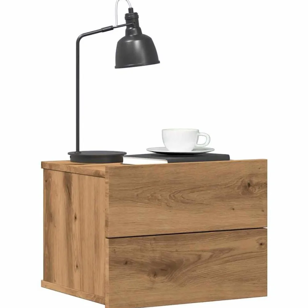 vidaXL Mesita de noche de pared color 40x32x30 cm Roble artisan Clearance