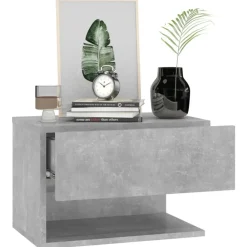 vidaXL Mesita de noche de pared color gris hormigón Gris hormig&oacute;n Best
