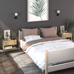 vidaXL Mesita de noche de pared Roble Sonoma Discount