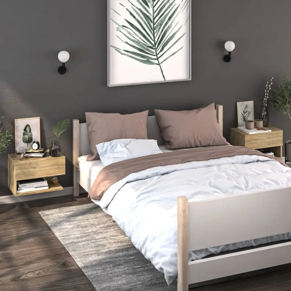 vidaXL Mesita de noche de pared Roble Sonoma Discount