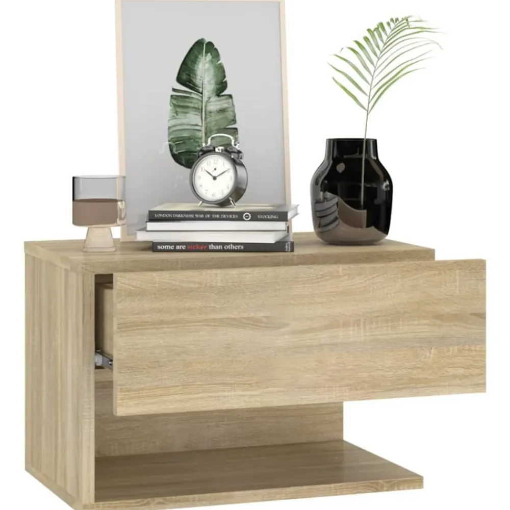 vidaXL Mesita de noche de pared Roble Sonoma Discount