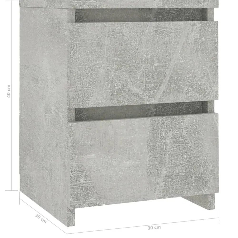 vidaXL Mesita de noche de aglomerado gris hormigón 30x30x40 cm Gris hormigón Discount
