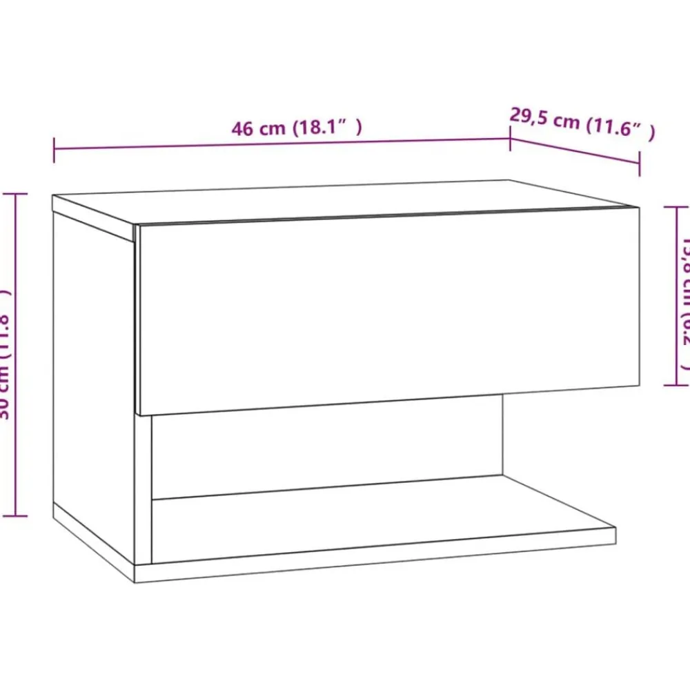 vidaXL Mesita de noche de pared Roble ahumado Clearance