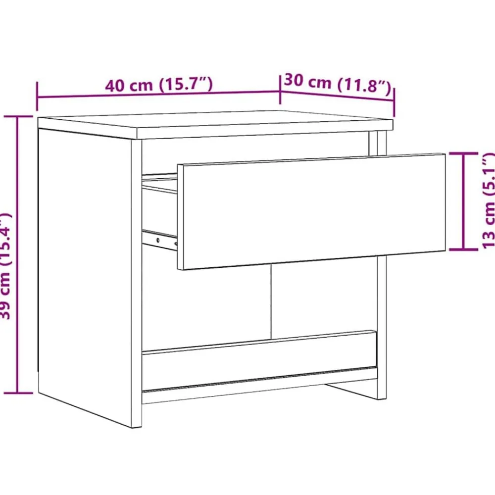 vidaXL Mesas-Mesita de noche de madera contrachapada 40x30x39 cm