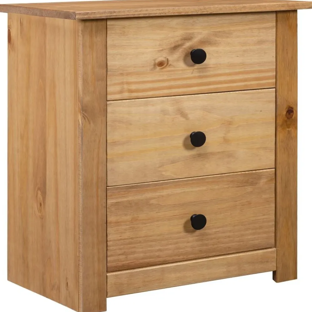 vidaXL Mesas-Mesita de noche de madera maciza pino estilo Panamá 46x40x57 cm