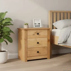 vidaXL Mesas-Mesita de noche de madera maciza pino estilo Panamá 46x40x57 cm