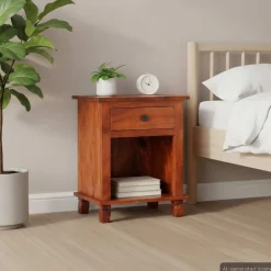 vidaXL Mesas-Mesita de noche de madera maciza de acacia 40x30x50 cm
