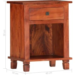 vidaXL Mesas-Mesita de noche de madera maciza de acacia 40x30x50 cm