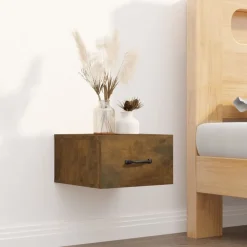 vidaXL Mesita de noche de pared 35x35x20 cm Roble ahumado