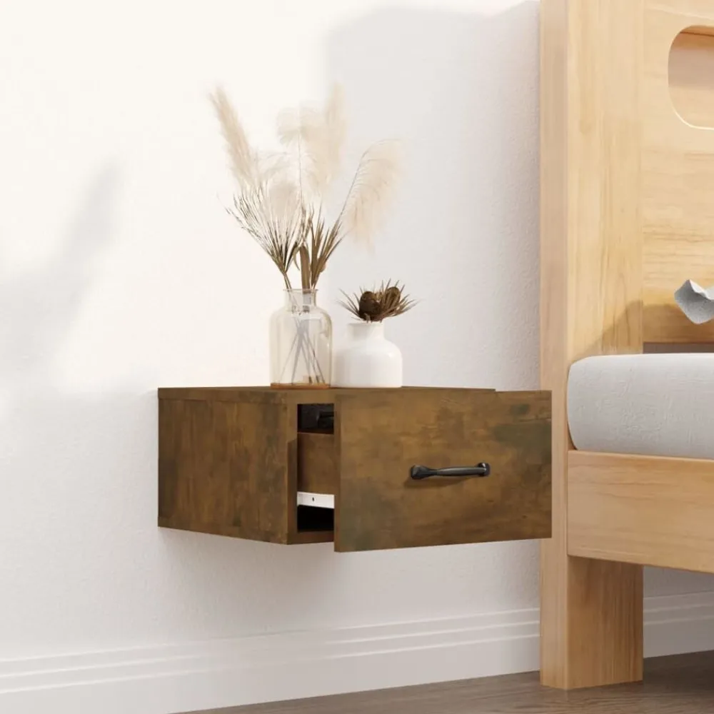 vidaXL Mesita de noche de pared 35x35x20 cm Roble ahumado