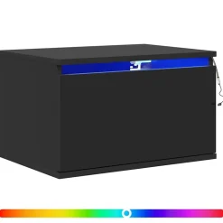 vidaXL Mesita de noche de pared con luces LED Negro Online