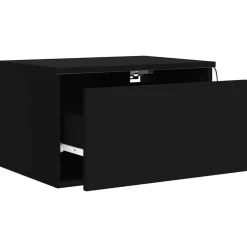 vidaXL Mesita de noche de pared con luces LED Negro Online