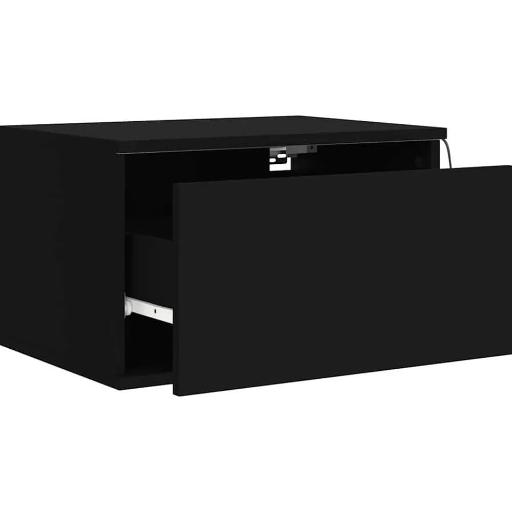vidaXL Mesita de noche de pared con luces LED Negro Online