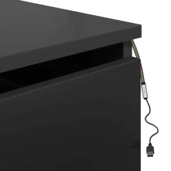 vidaXL Mesita de noche de pared con luces LED Negro Online