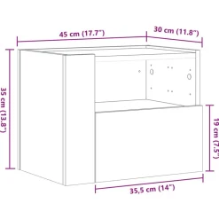 vidaXL Mesas-Mesita de noche de pared 45x30x35 cm