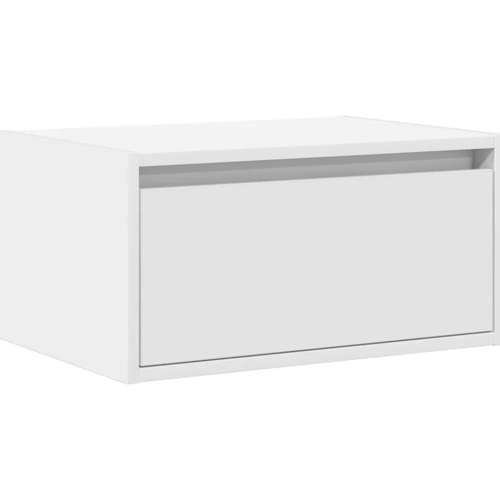 vidaXL Mesita de noche de pared con luces LED Blanco
