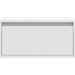 vidaXL Mesita de noche de pared con luces LED Blanco