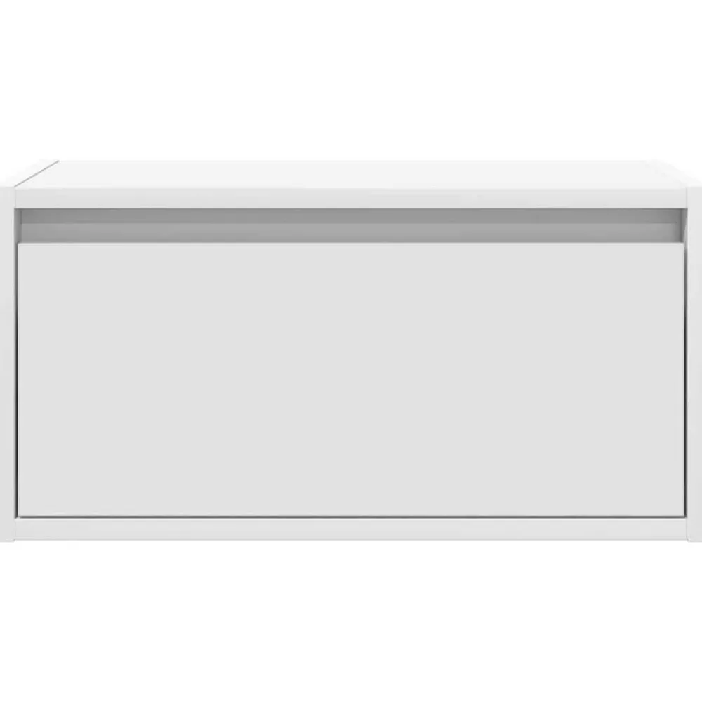 vidaXL Mesita de noche de pared con luces LED Blanco