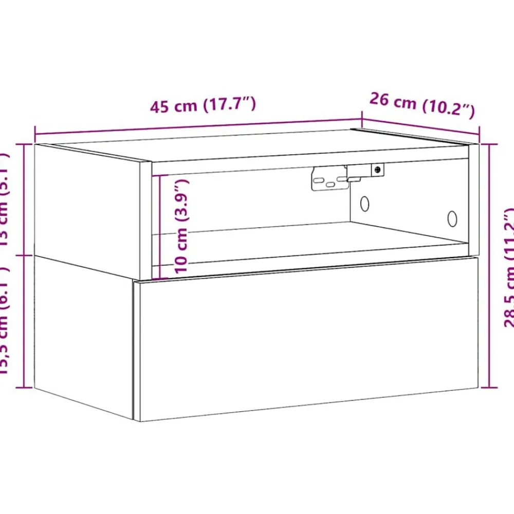 vidaXL Mesita de noche de pared color roble ahumado 45x26x28,5 cm Roble Sonoma Hot