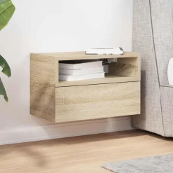 vidaXL Mesita de noche de pared color roble ahumado 45x26x28,5 cm Roble Sonoma Hot