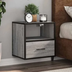 vidaXL Mesita de noche de pared 40x31x39,5 cm Gris sonoma Outlet