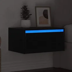 vidaXL Muebles Tv-Mesita de noche de pared con luces LED