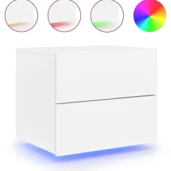 vidaXL Mesas-Mesita de noche de pared con luces LED