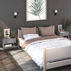 vidaXL Mesita de noche de pared Gris sonoma Best