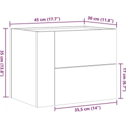 vidaXL Mesas-Mesita de noche de pared negra 45x30x35 cm